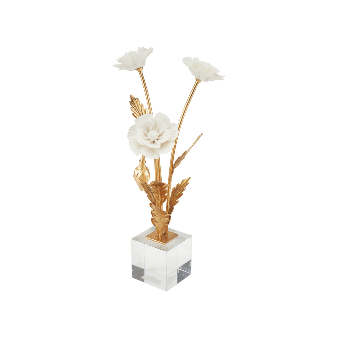 Porcelain Poppie in Crystal Base Sculpture