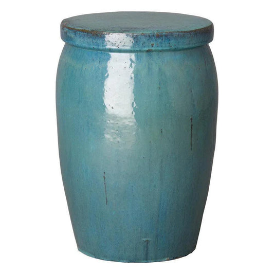 21 in. Drum Too Ceramic Outdoor Garden Stool-Garden Stools-Emissary-Teal-LOOMLAN