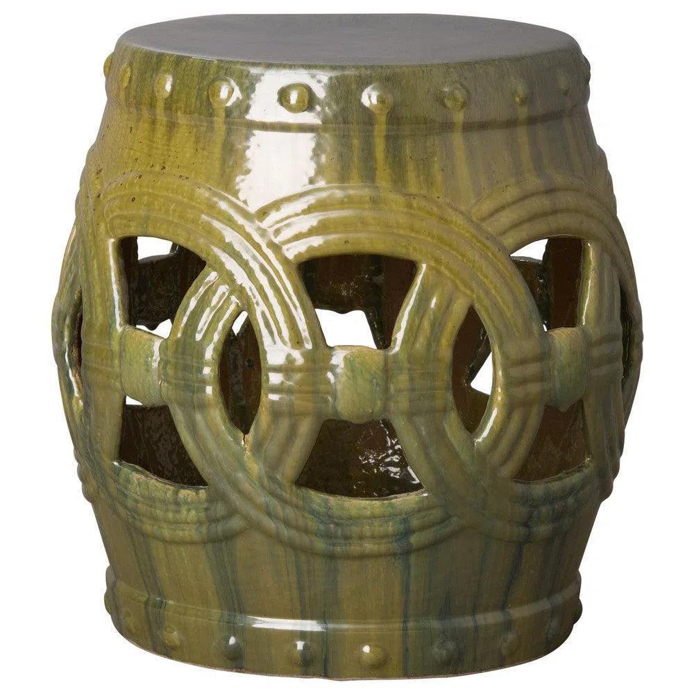 21 in. Eternity Ceramic Outdoor Garden Stool-Garden Stools-Emissary-Tea Green-LOOMLAN