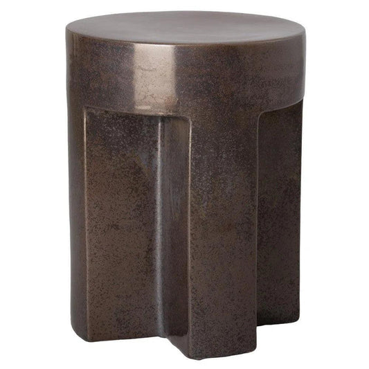 21 in. TX Ceramic Outdoor Garden Stool-Garden Stools-Emissary-Gunmetal-LOOMLAN