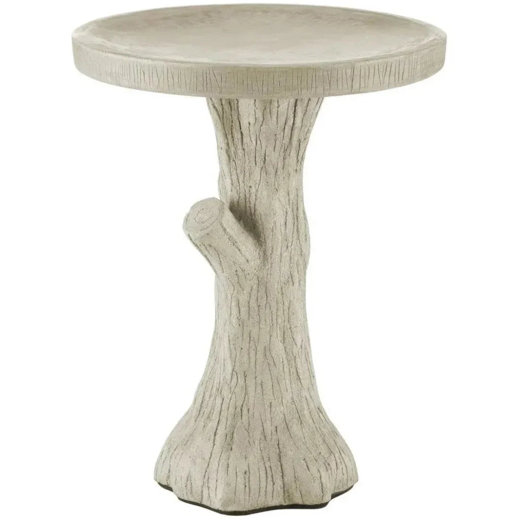 21.5 in. Faux Bois Concrete & Iron Grey Bird Bath - LOOMLAN - Currey & Co - Statues & Sculptures