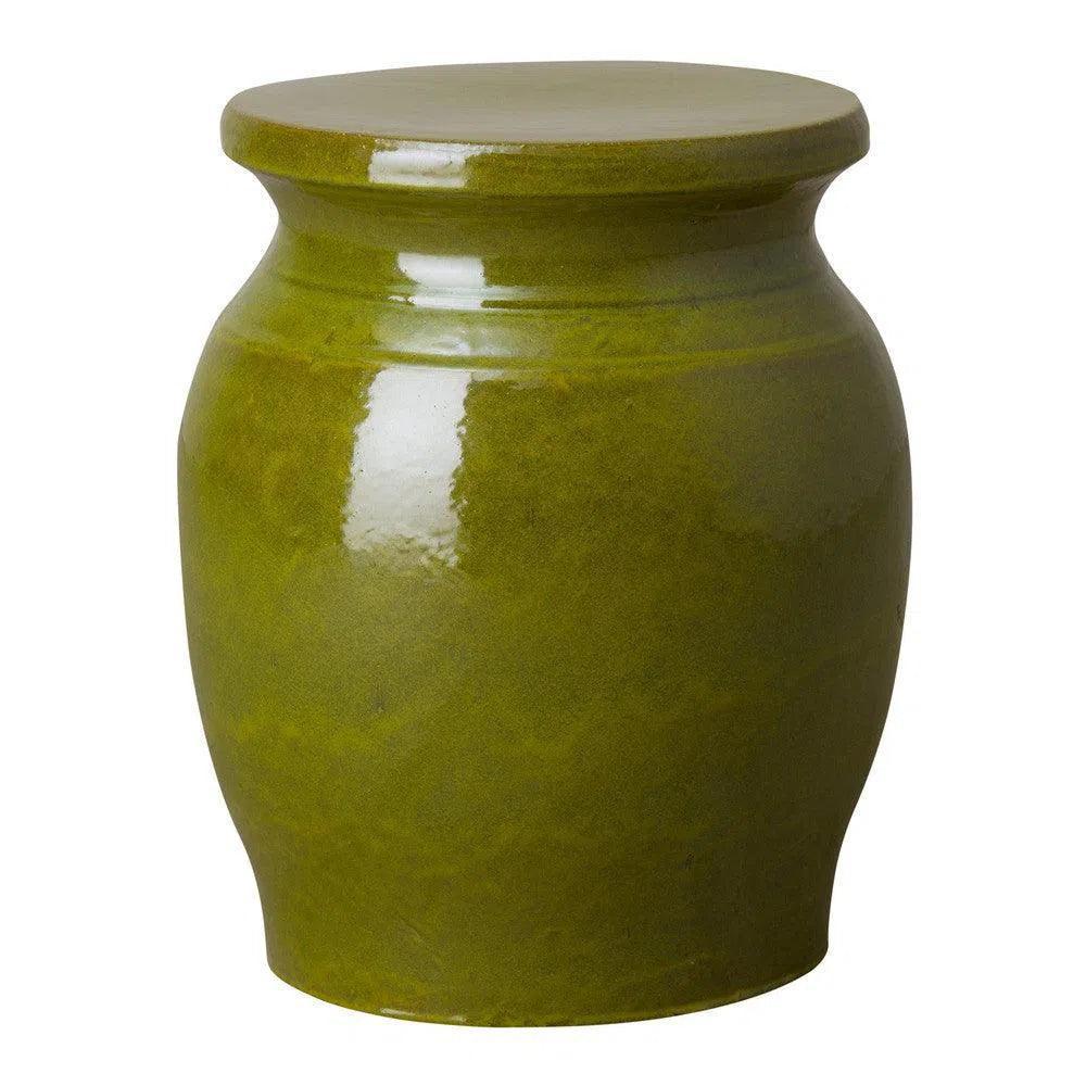 22 in. Koji Ceramic Outdoor Garden Stool-Garden Stools-Emissary-Green-LOOMLAN