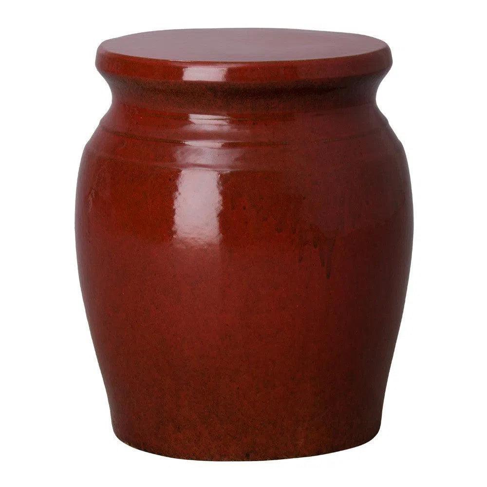 22 in. Koji Ceramic Outdoor Garden Stool-Garden Stools-Emissary-Tropical Red-LOOMLAN