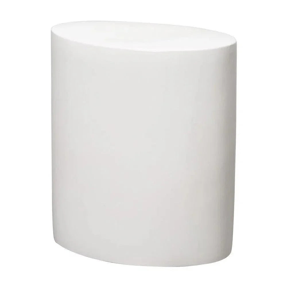 22 in. Oval Ceramic Outdoor Garden Stool-Garden Stools-Emissary-White-LOOMLAN