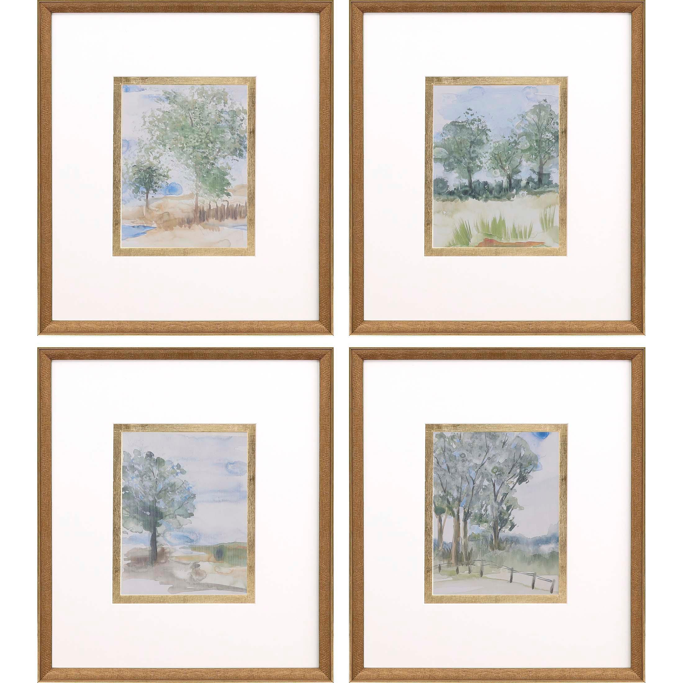 Along the Way Wood Frame Blue Canvas Art 4PC