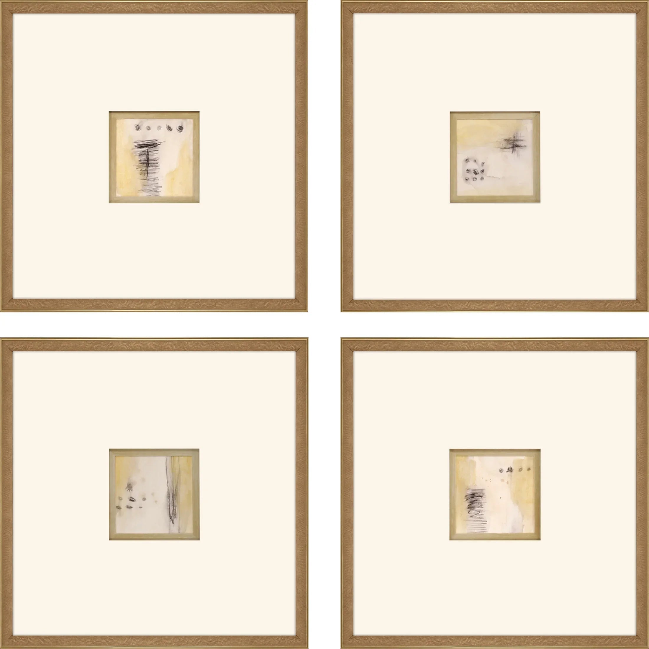 Code Wood Frame Neutral Canvas Art 4PC