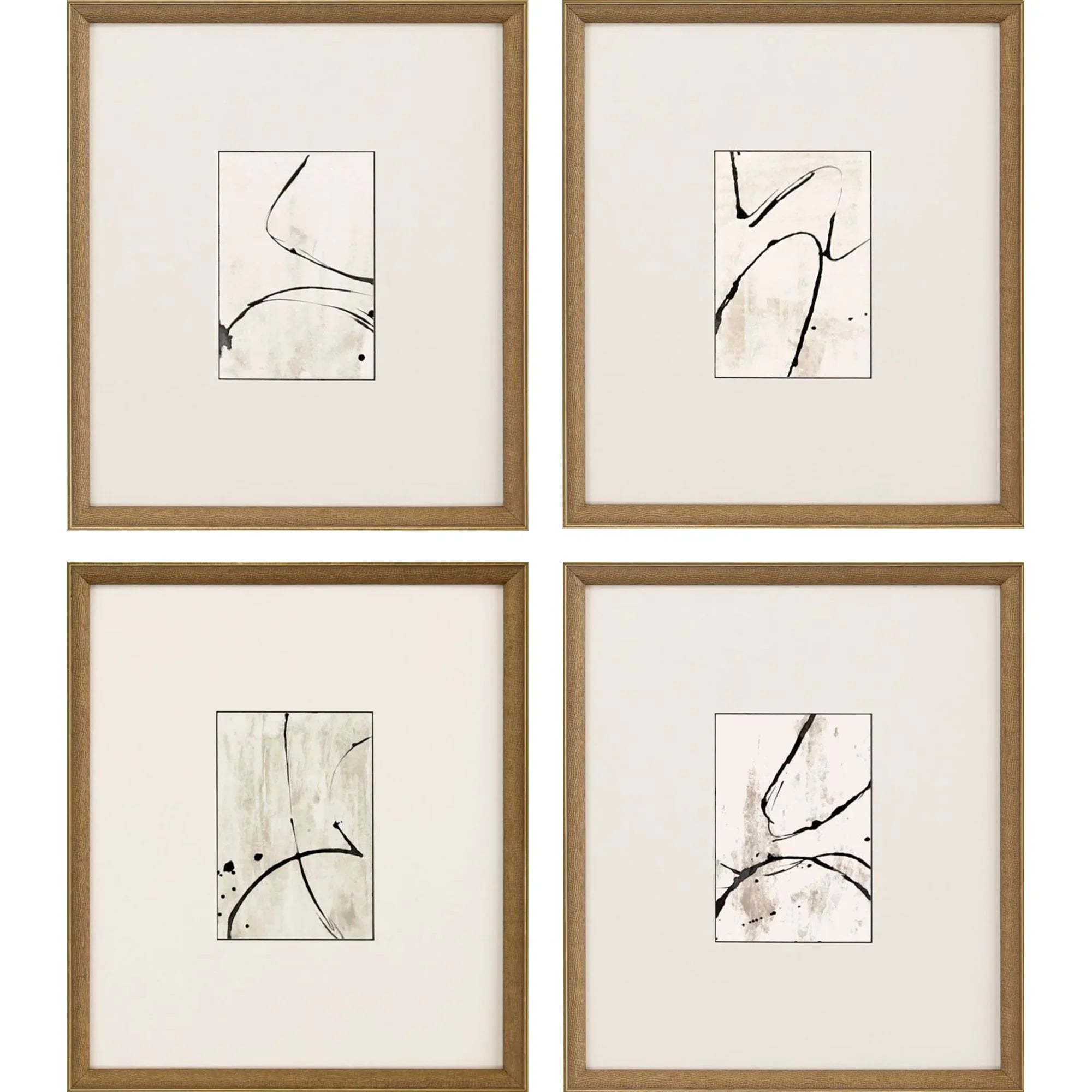 Jete Wood Frame Black Canvas Art 4PC