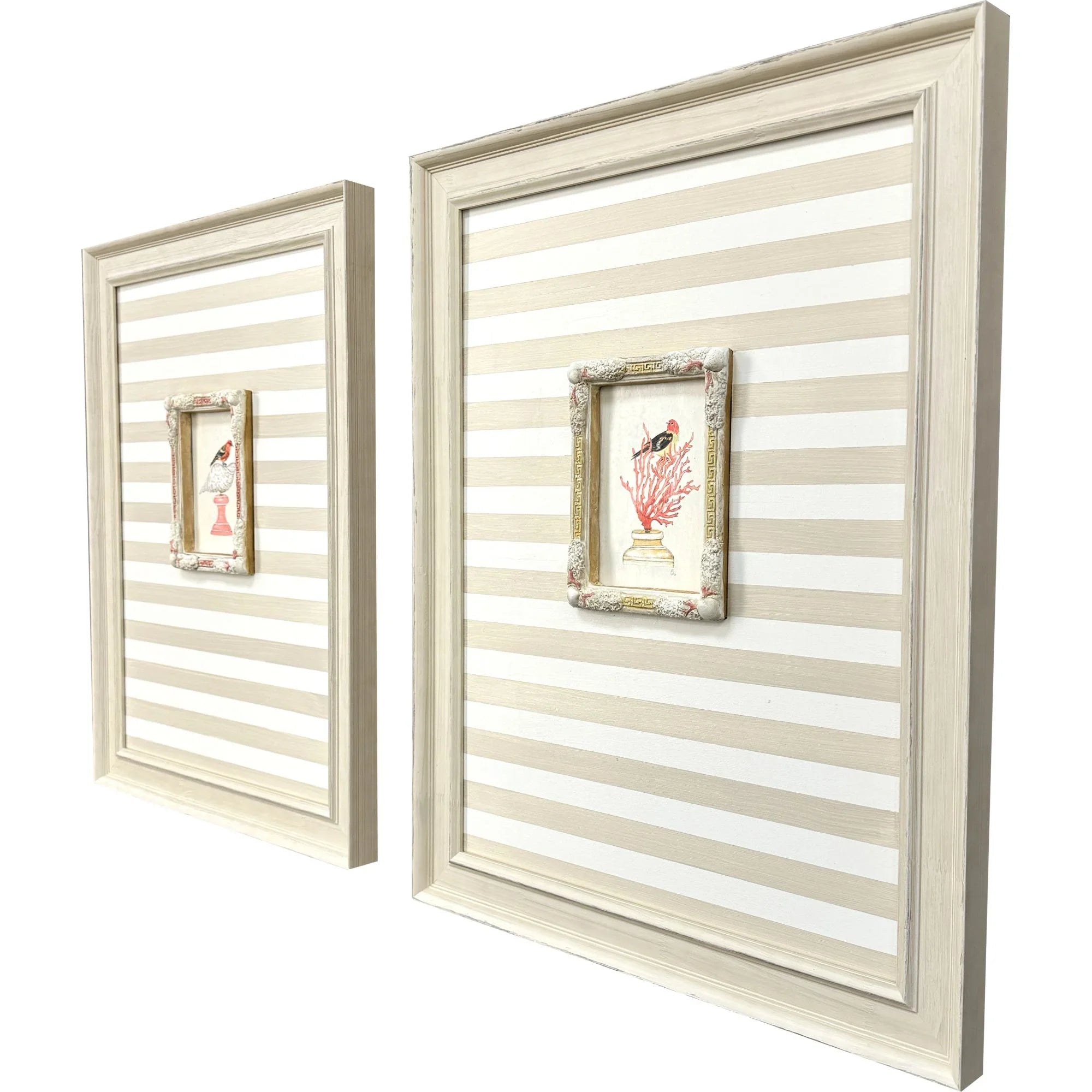 Underwater Collage Wood Frame Blue Canvas Art 2PC