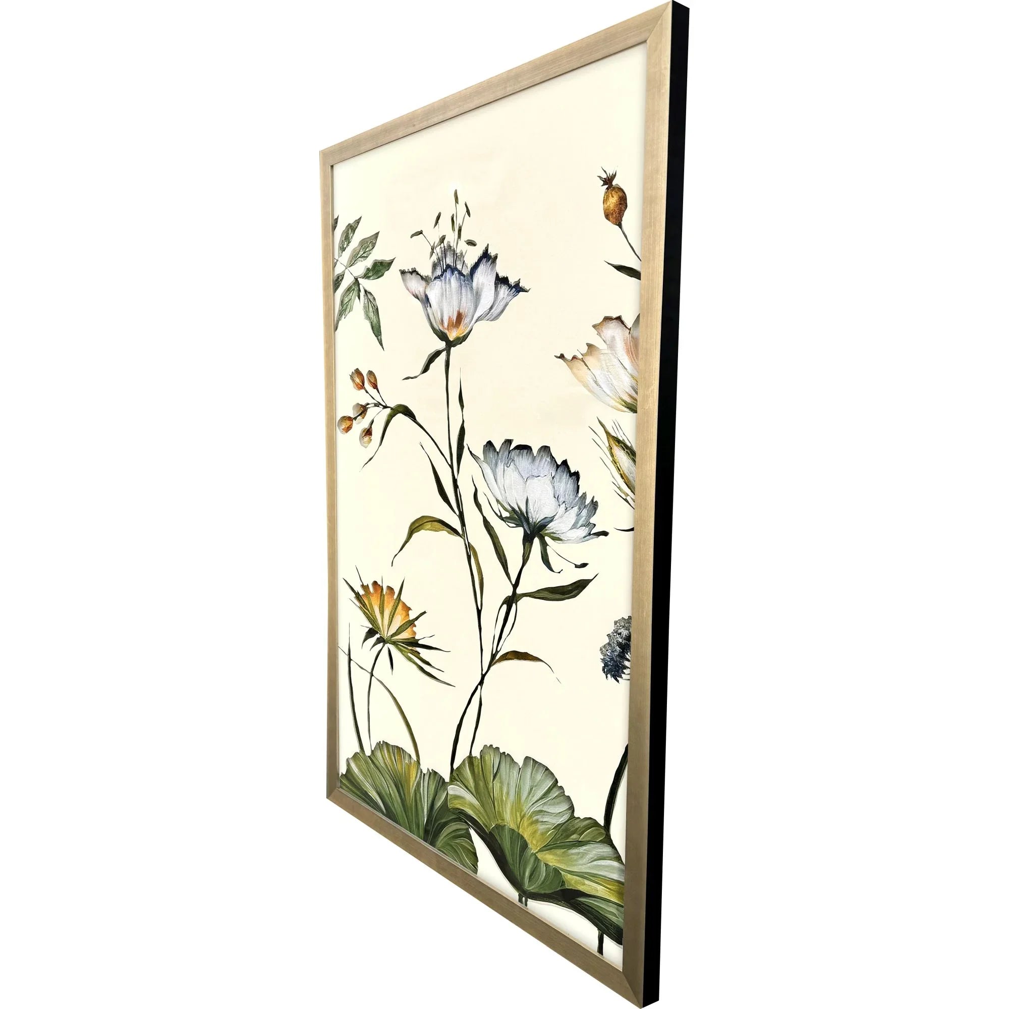 Garden of Eden Wood Frame Blue Canvas Art