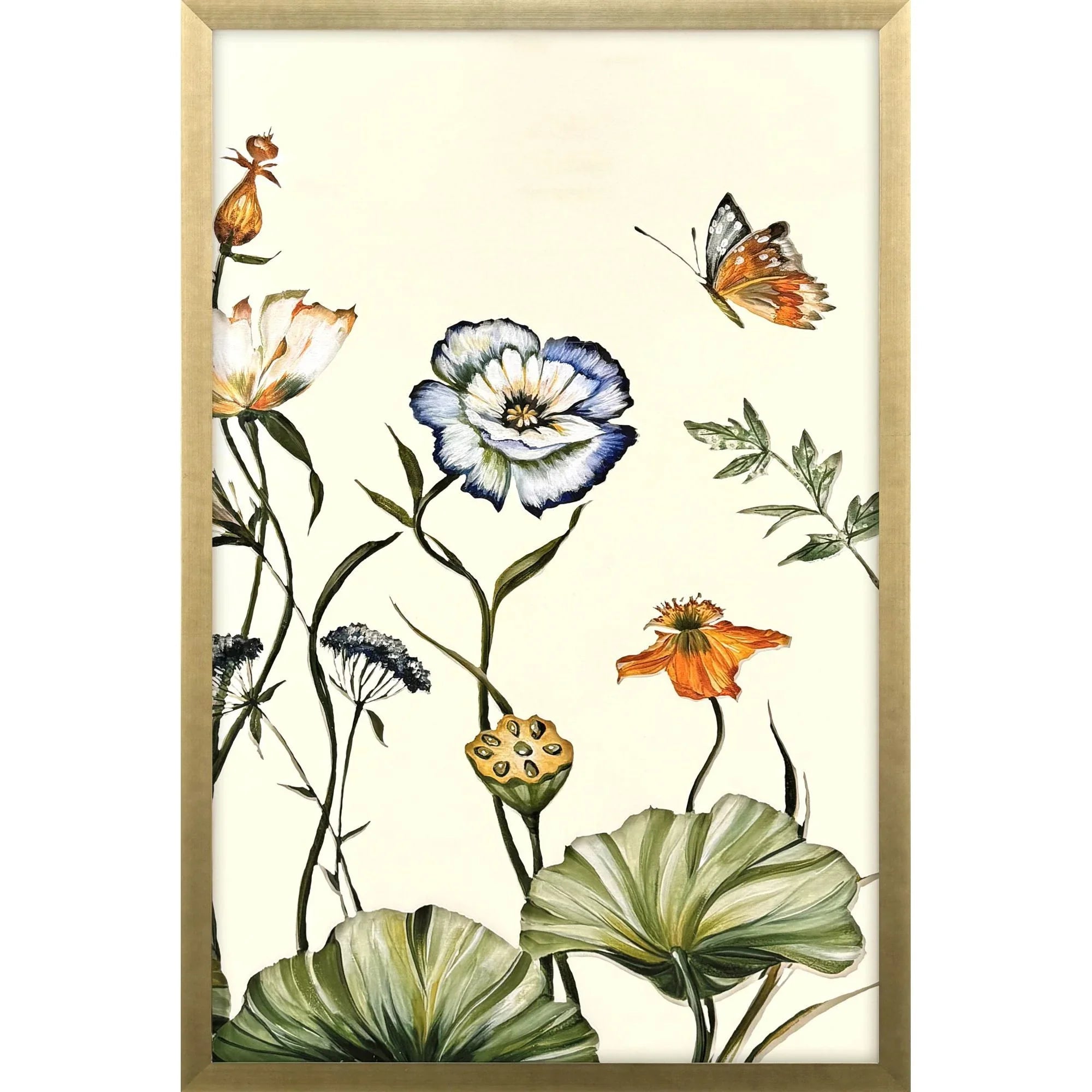 Garden of Eden Wood Frame Blue Canvas Art