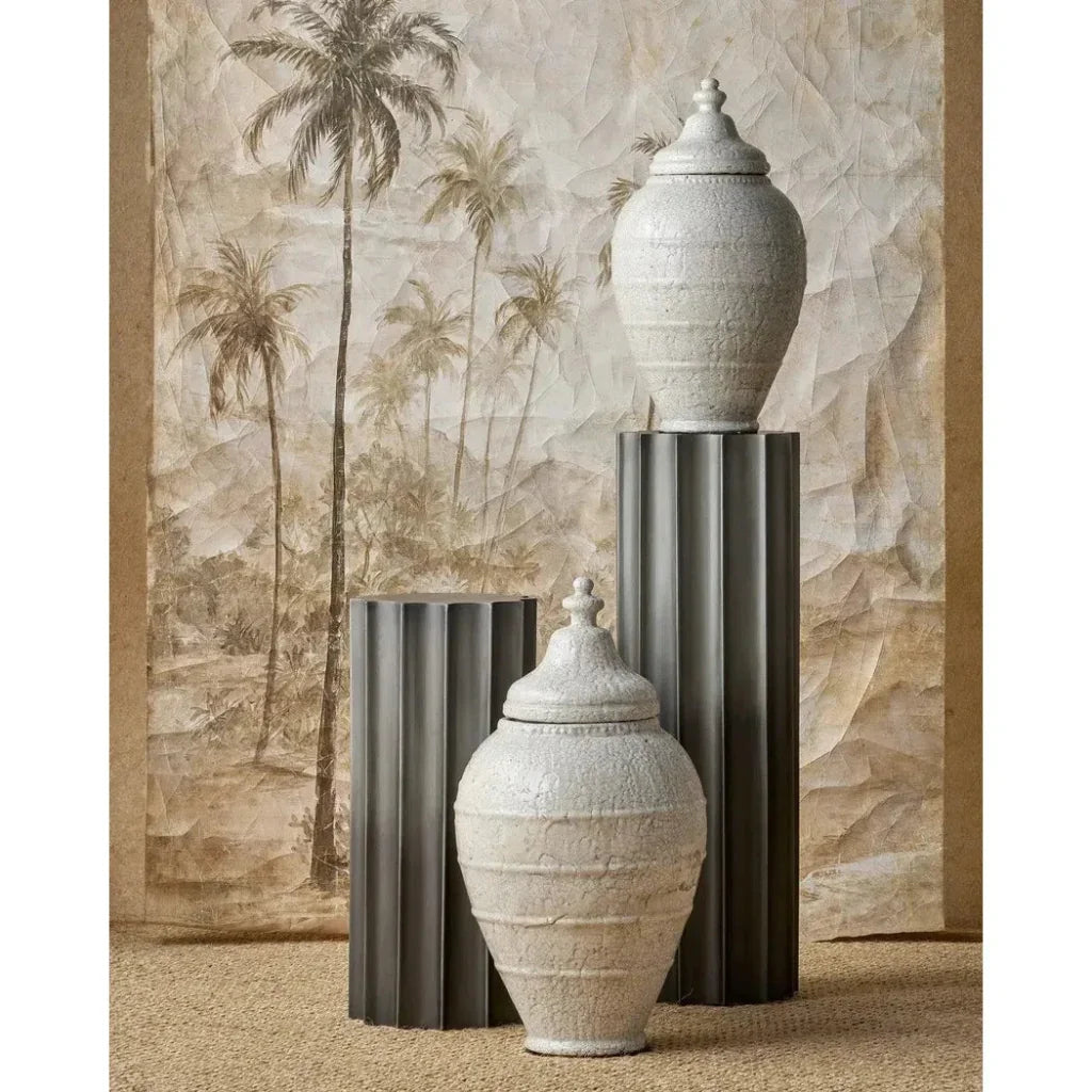23.5 in. Virginal Terracotta White Jar - LOOMLAN - Currey & Co - Vases & Jars