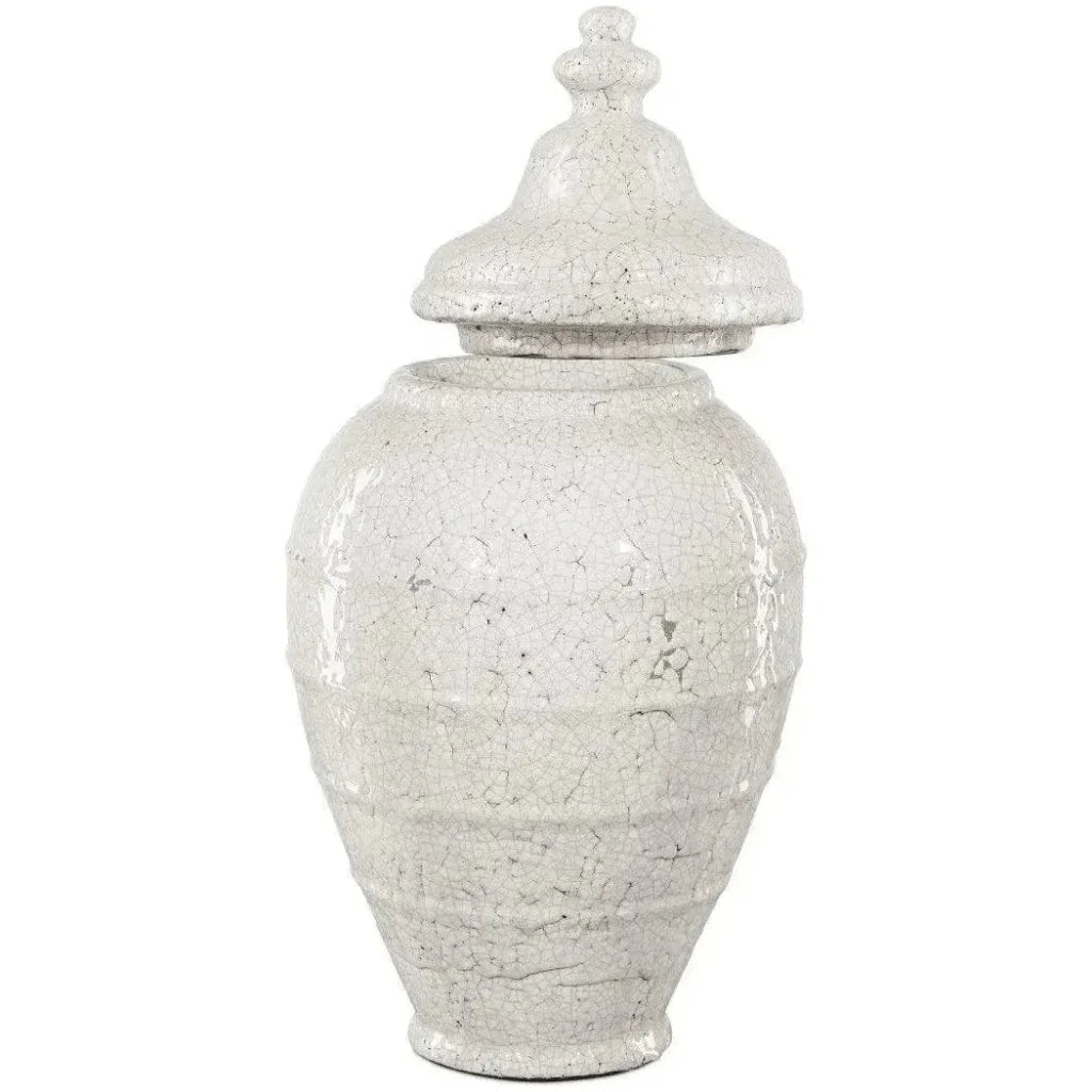 23.5 in. Virginal Terracotta White Jar - LOOMLAN - Currey & Co - Vases & Jars