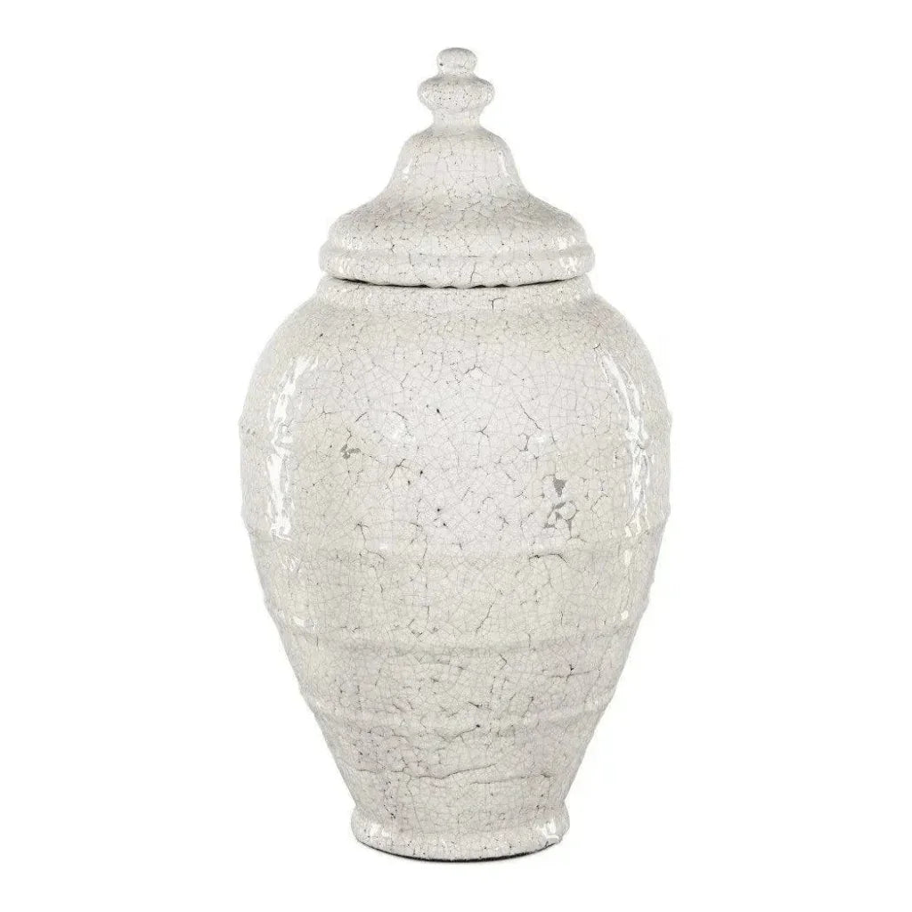 23.5 in. Virginal Terracotta White Jar - LOOMLAN - Currey & Co - Vases & Jars