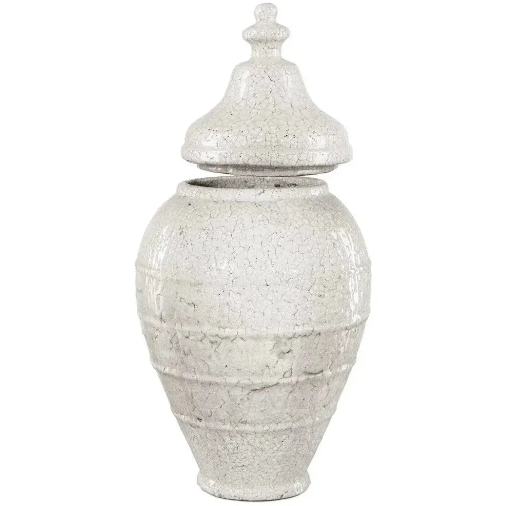 28.75 in. Virginal Terracotta White Jar - LOOMLAN - Currey & Co - Vases & Jars