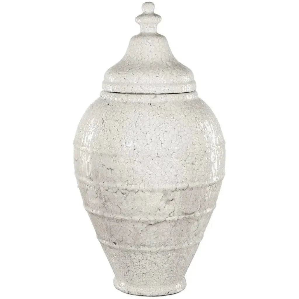 28.75 in. Virginal Terracotta White Jar - LOOMLAN - Currey & Co - Vases & Jars
