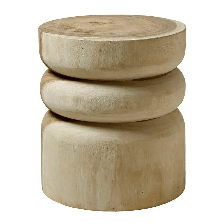 Siera Natural Suar Wooden Outdoor Stool -- view 2