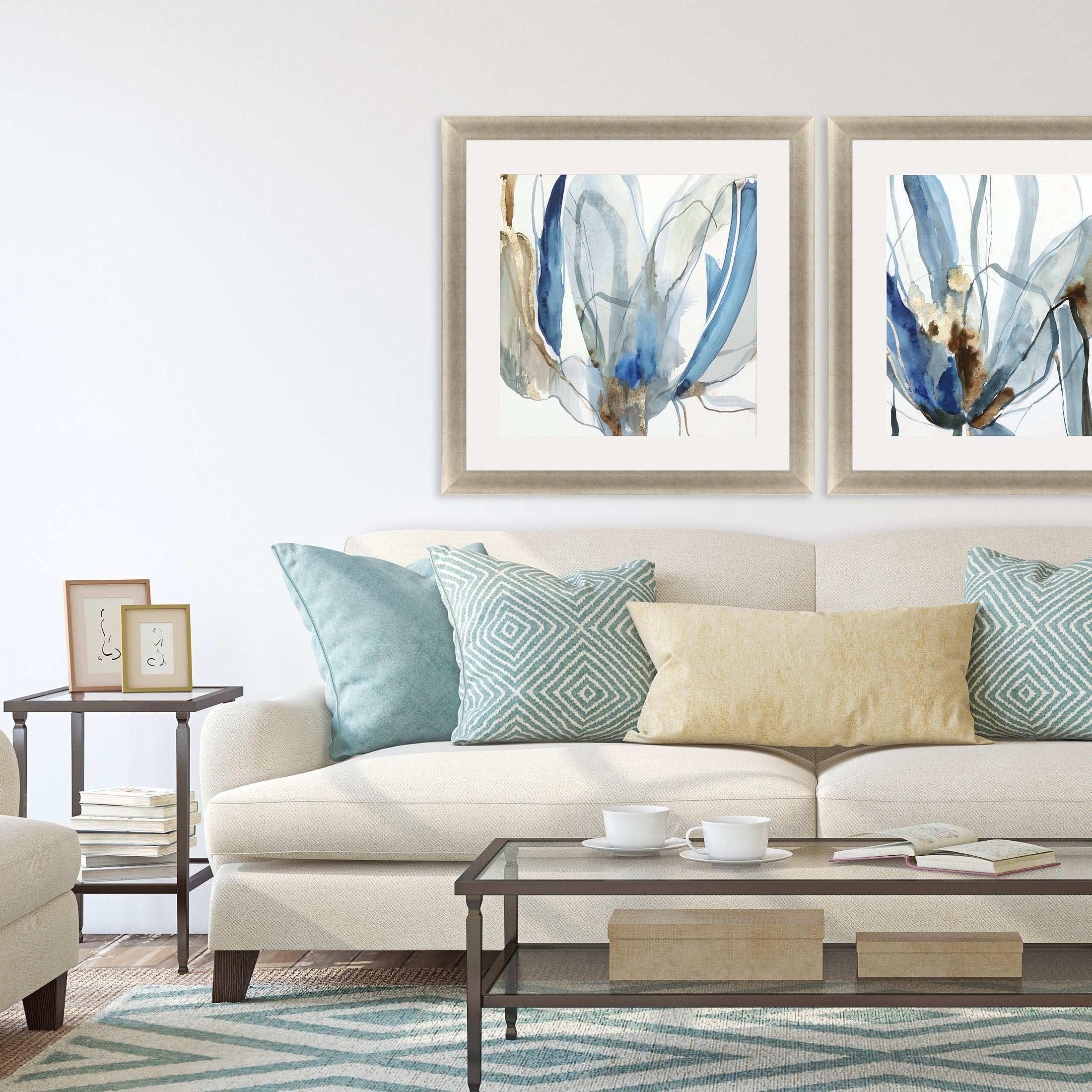Refined Hand Assembled Blue Canvas Art