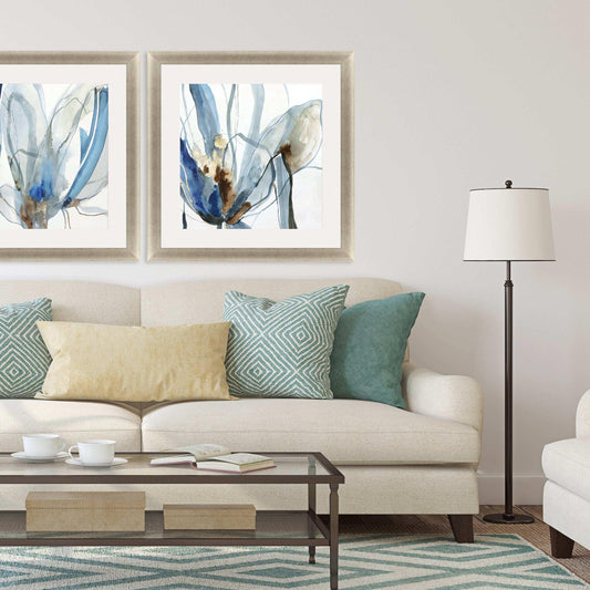 Refined Hand Assembled Blue Canvas Art