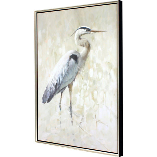 Great Blue Heron Hand Assembled Canvas Art