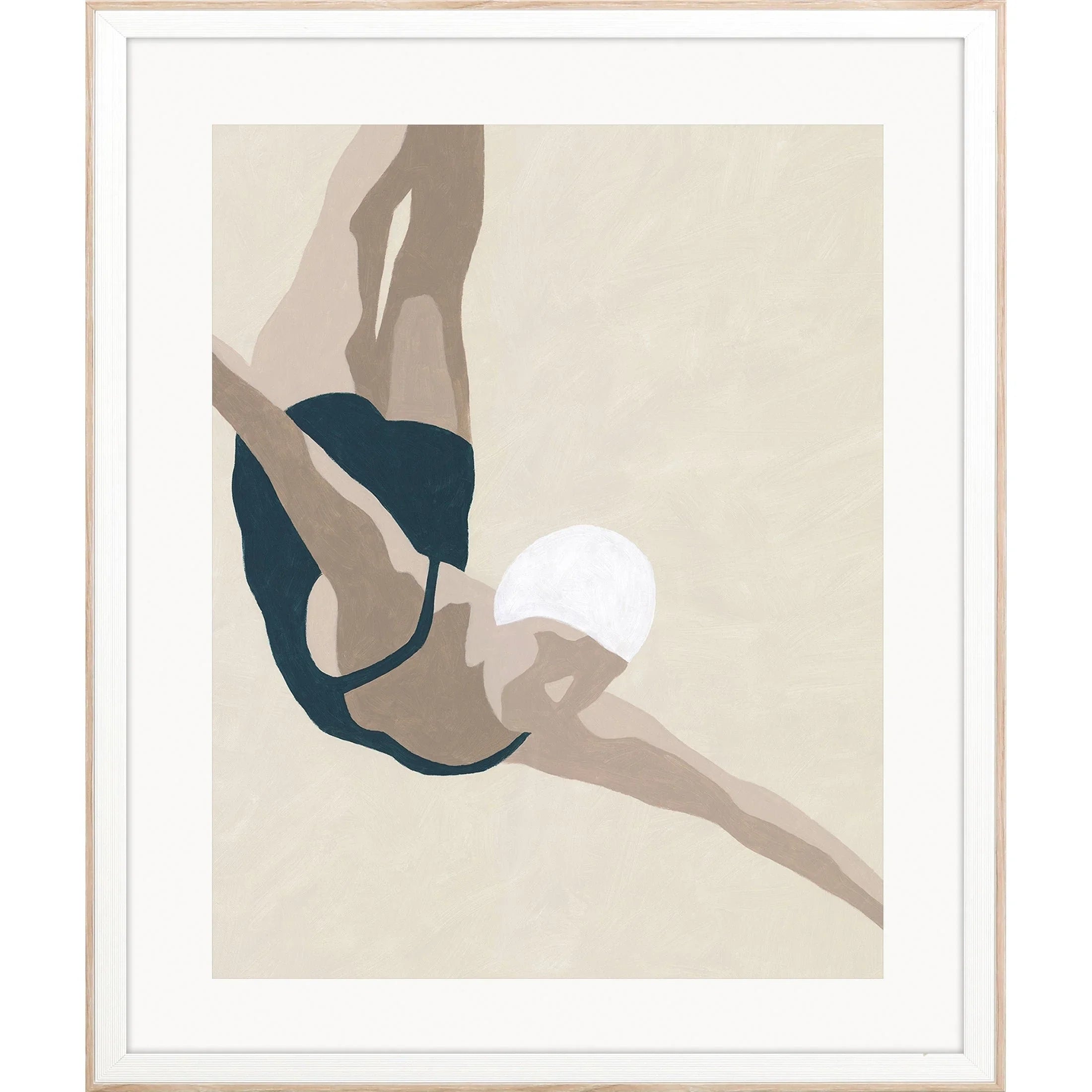 Dive Wood Frame Blue Canvas Art