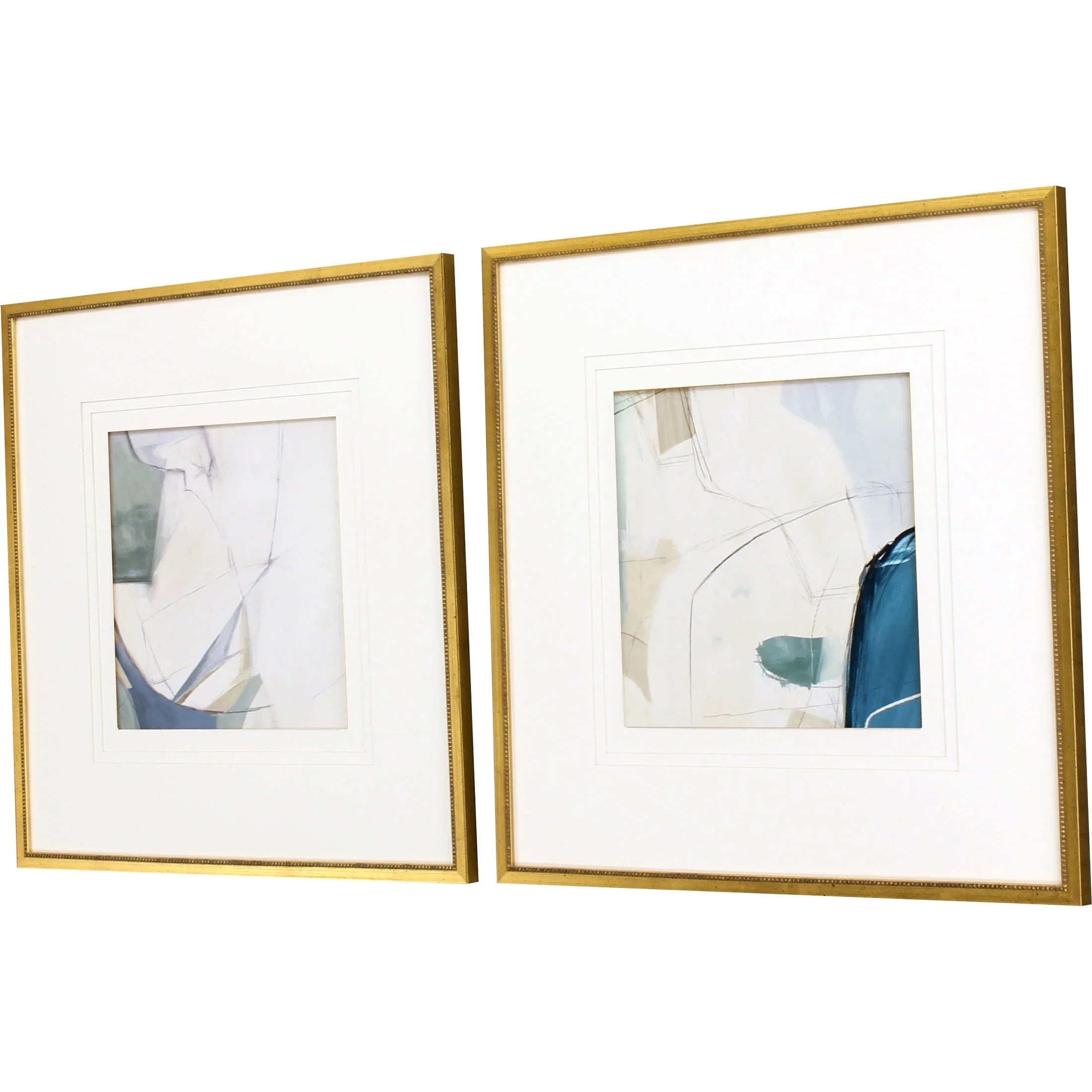 Emerging Wood Frame Blue Canvas Art 2PC
