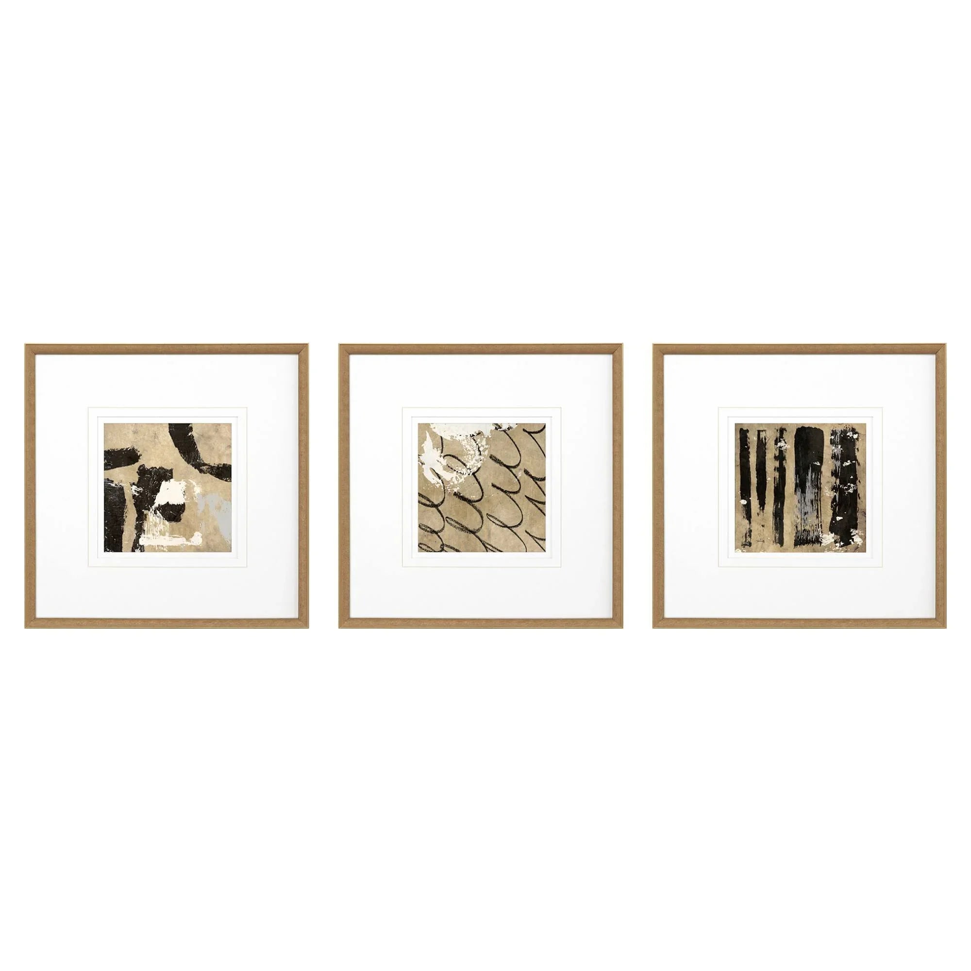 Grammercy II Wood Frame Brown Canvas Art 3PC
