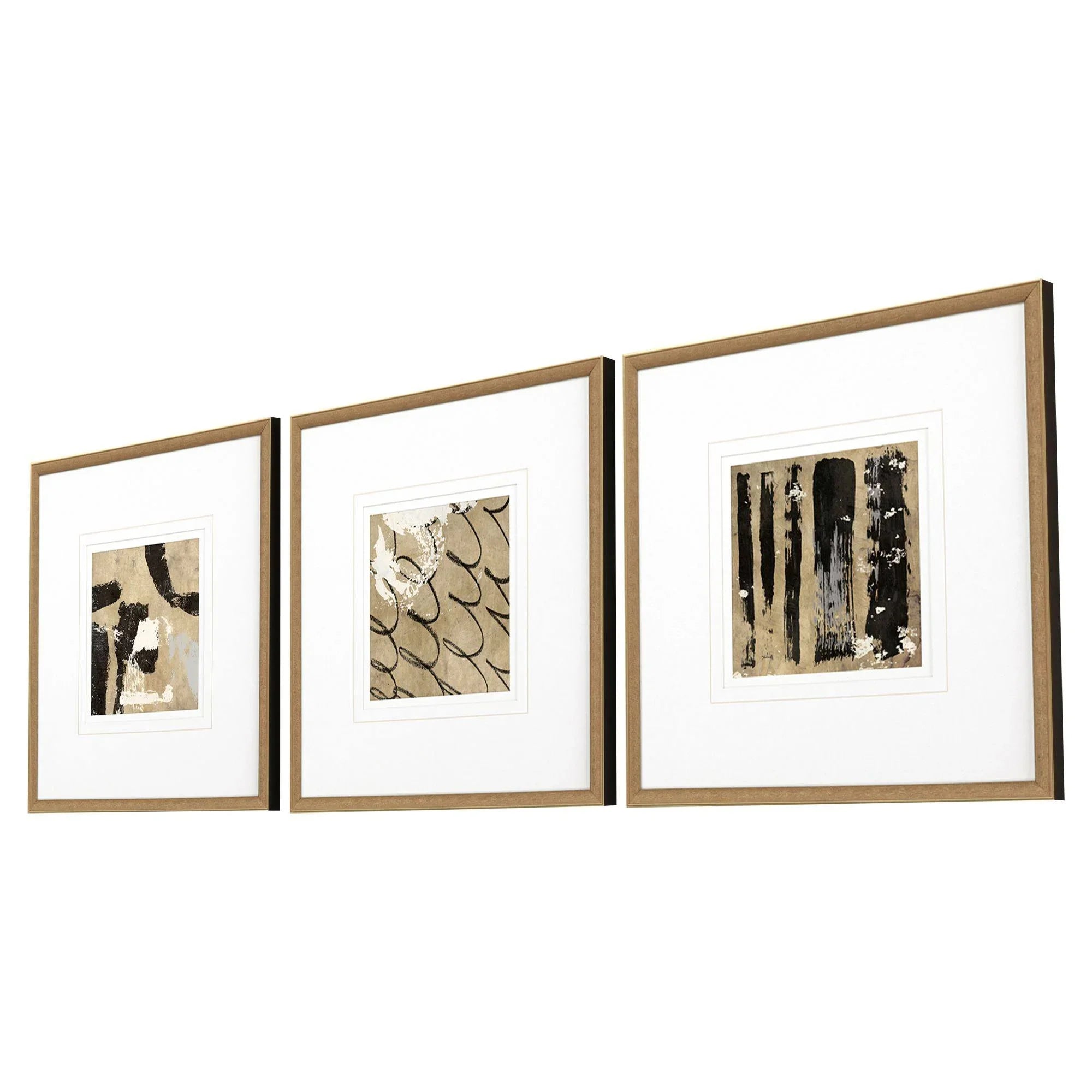Grammercy II Wood Frame Brown Canvas Art 3PC