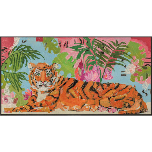 Tiger at Rest Wood Frame Orange Canvas Art