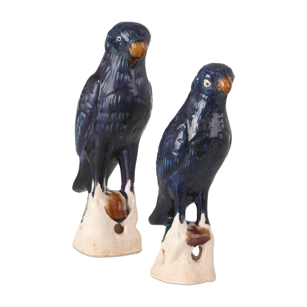 Tang Dynasty Blue Terracotta Parrot Sculpture 2PC