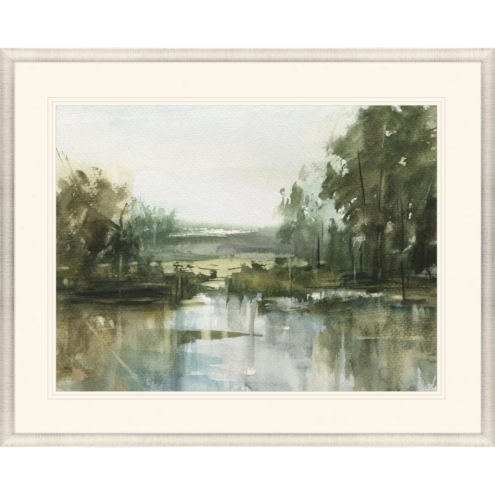 Stillwater Reflections II Green Canvas Art