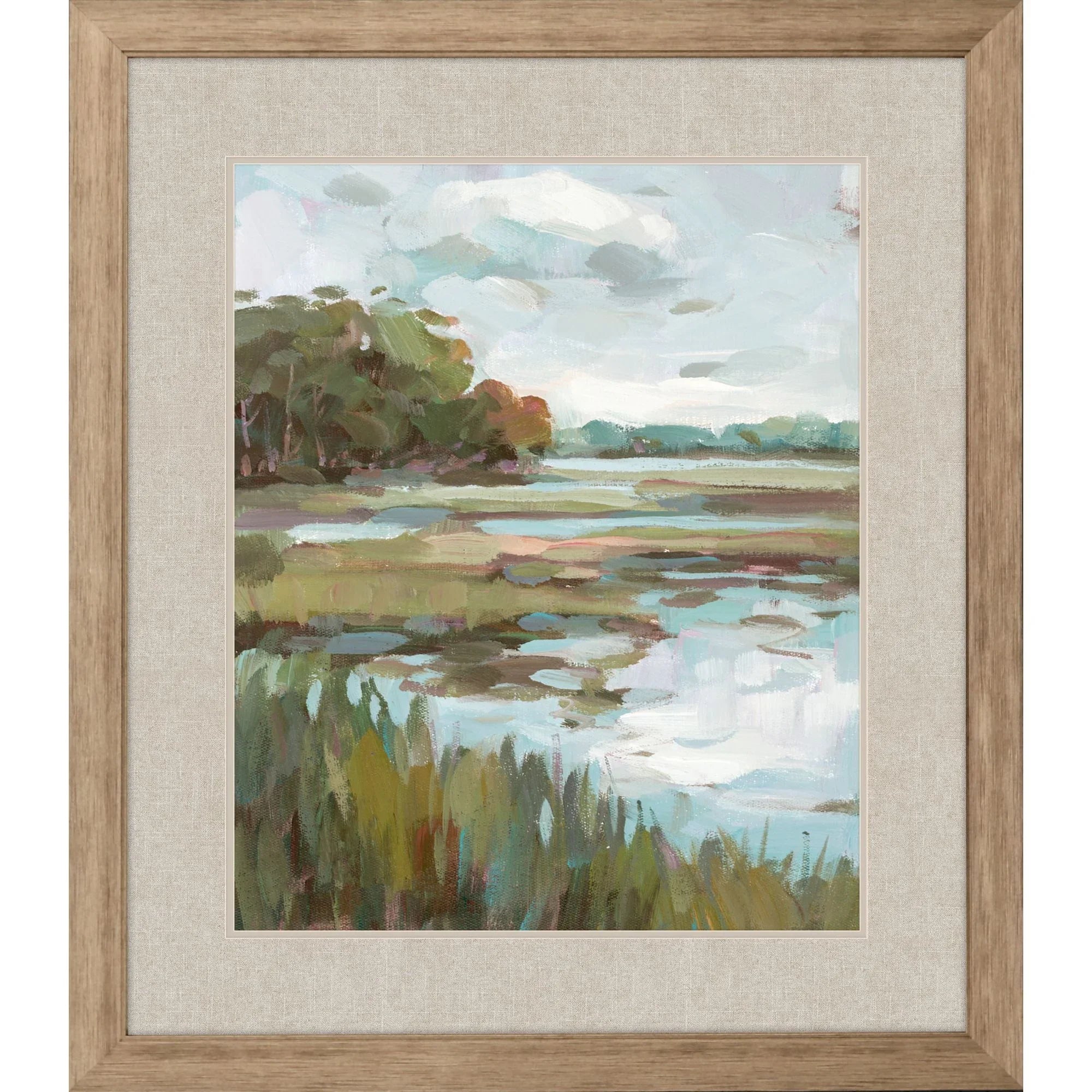 Riverside View I Glass Front Blue Canvas Art