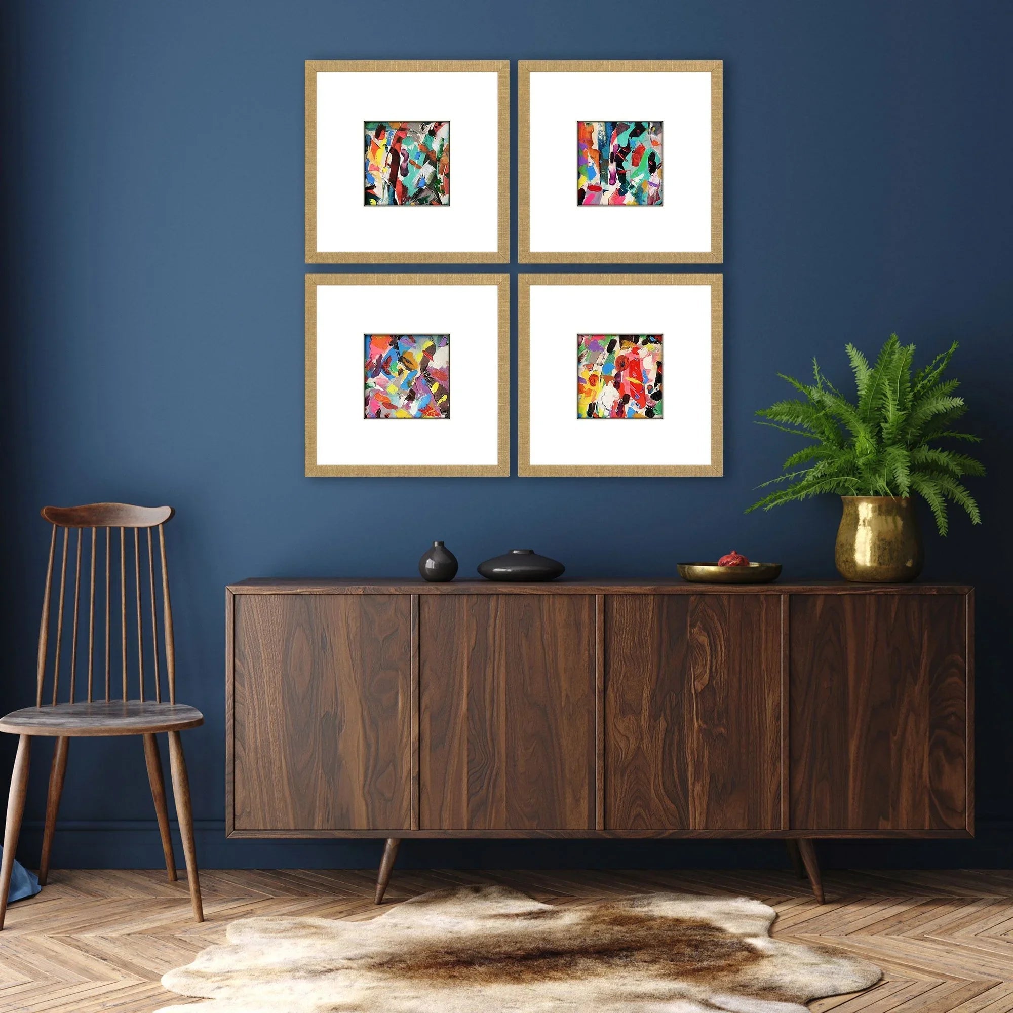 Meditations Blue Canvas Art 4PC