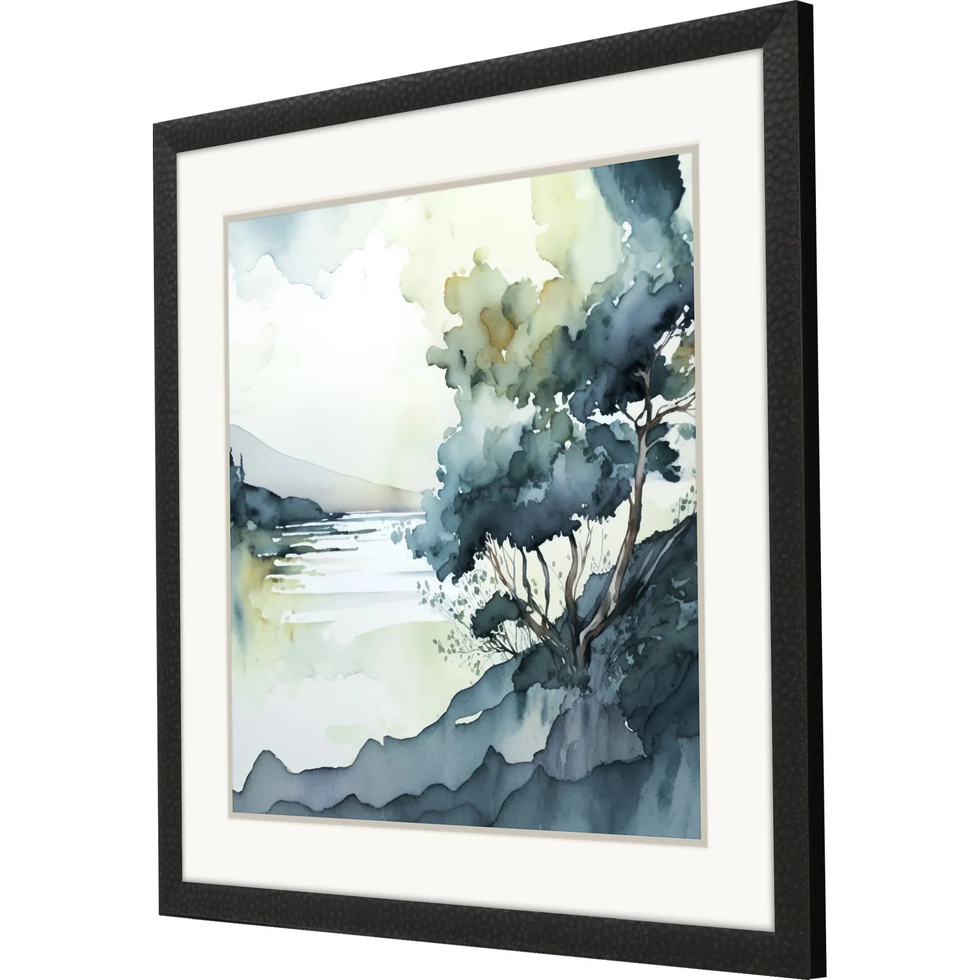 Whispers in the Wind Wood Frame Blue Canvas Art