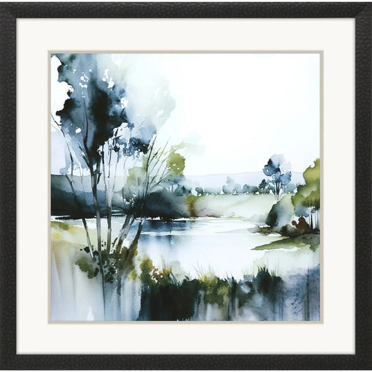 Wanderlust Calling Wood Frame Blue Canvas Art