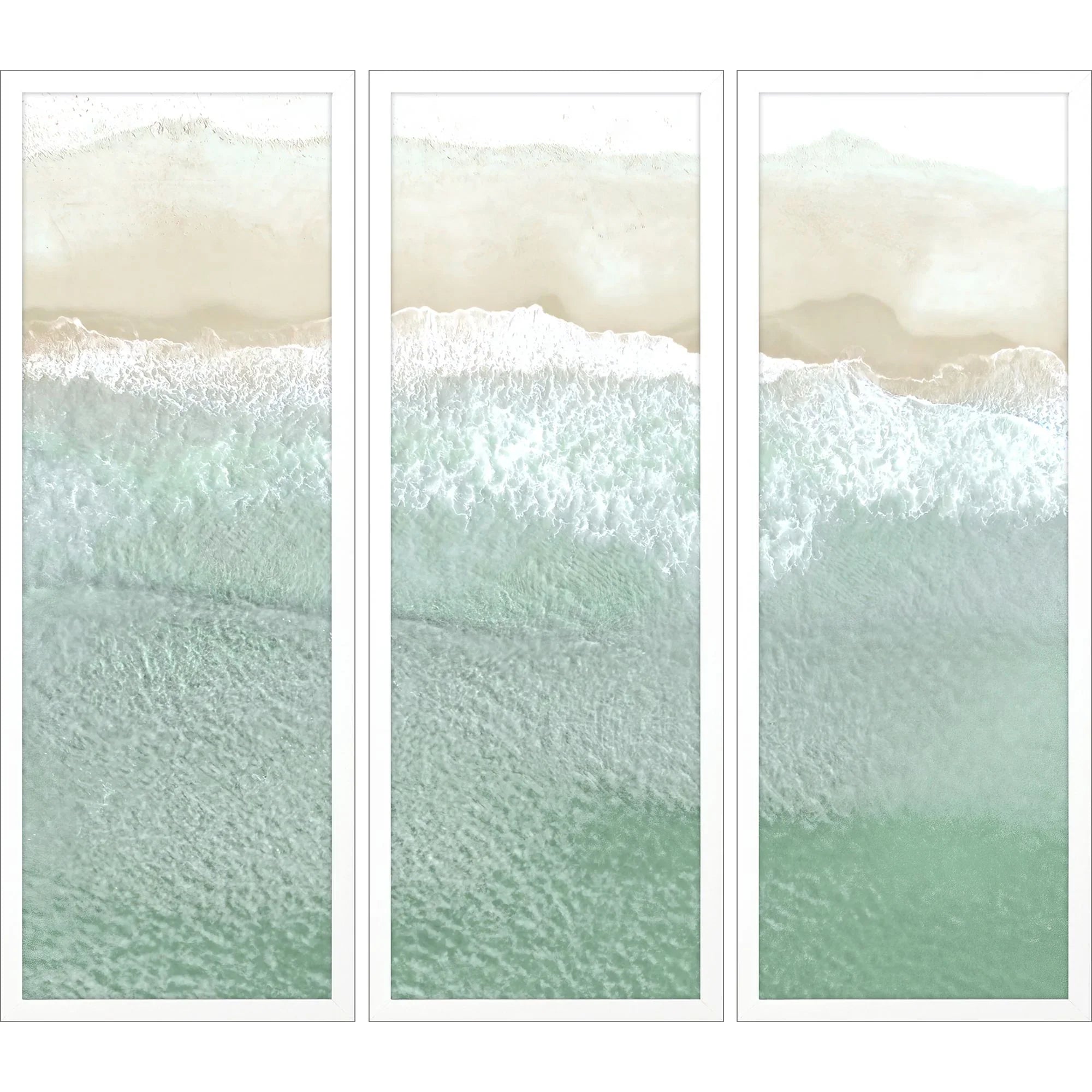 On the Shore Wood Frame Turquoise Canvas Art 3PC