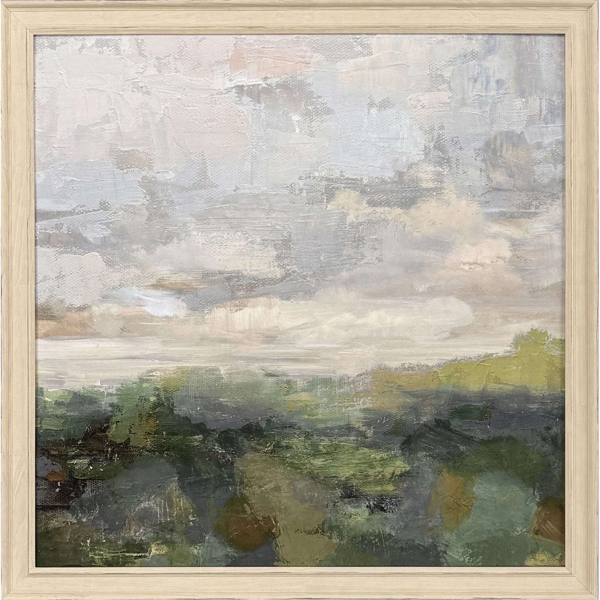 Calm Reflection II Wood Frame Green Canvas Art
