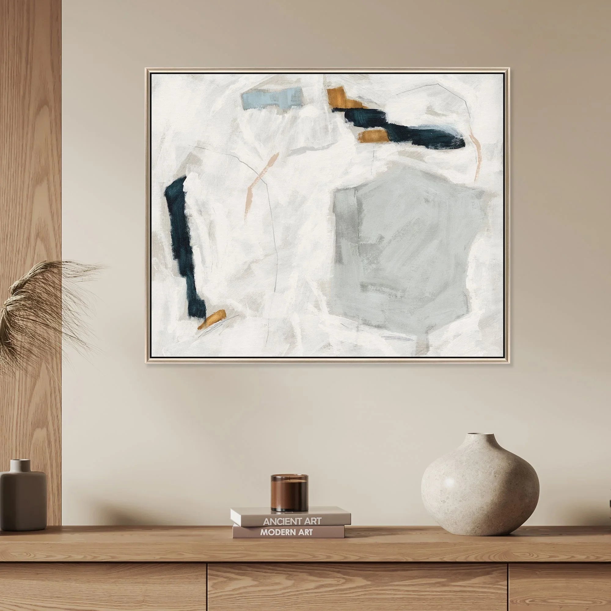 Abstract Silver Floater Frame Canvas Art