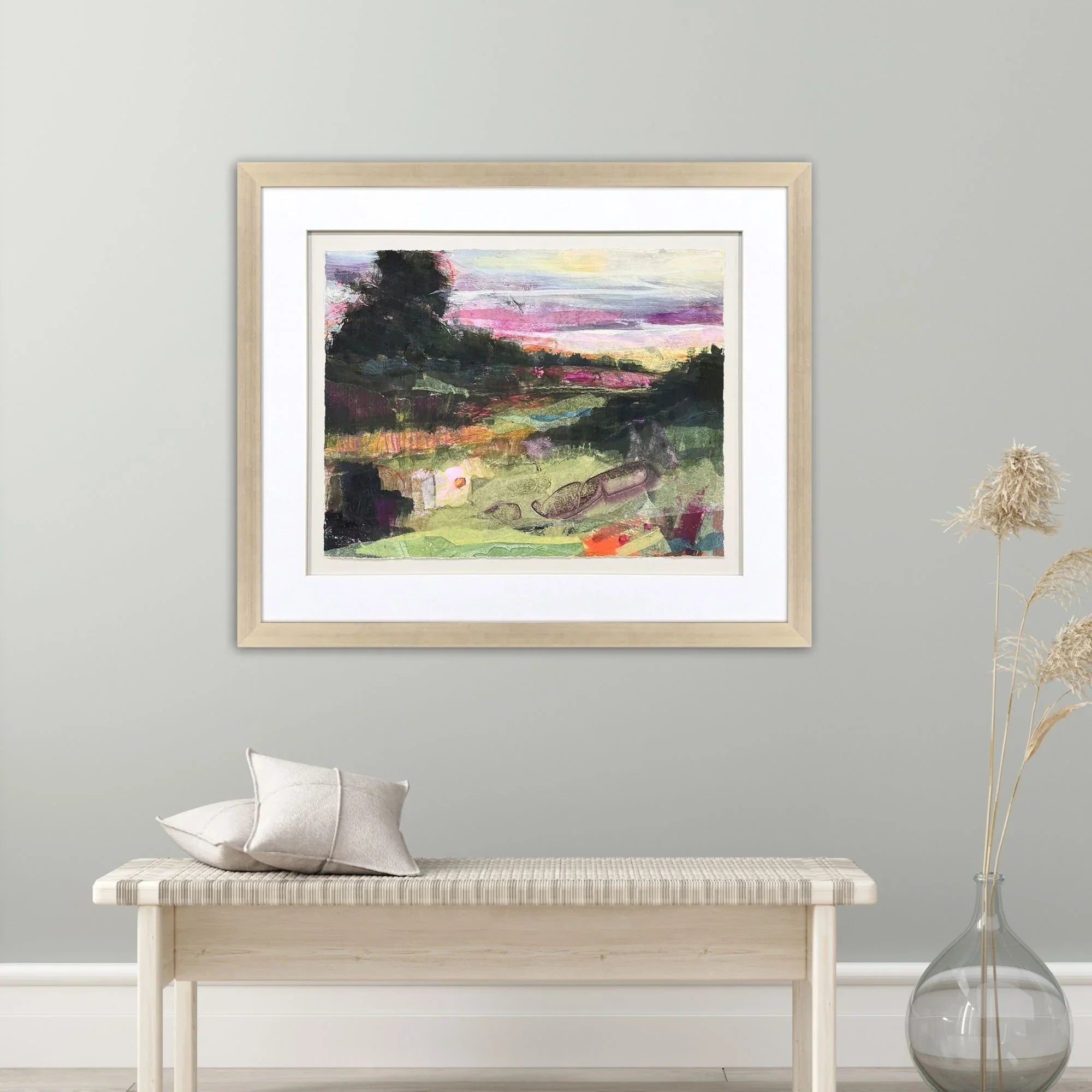 Wilderness III Wood Frame Green Canvas Art
