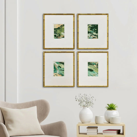 Verdant Fusion Wood Frame Green Canvas Art 4PC