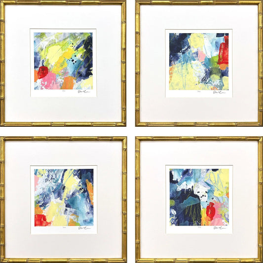 Unfettered Wood Frame Blue Canvas Art 4PC
