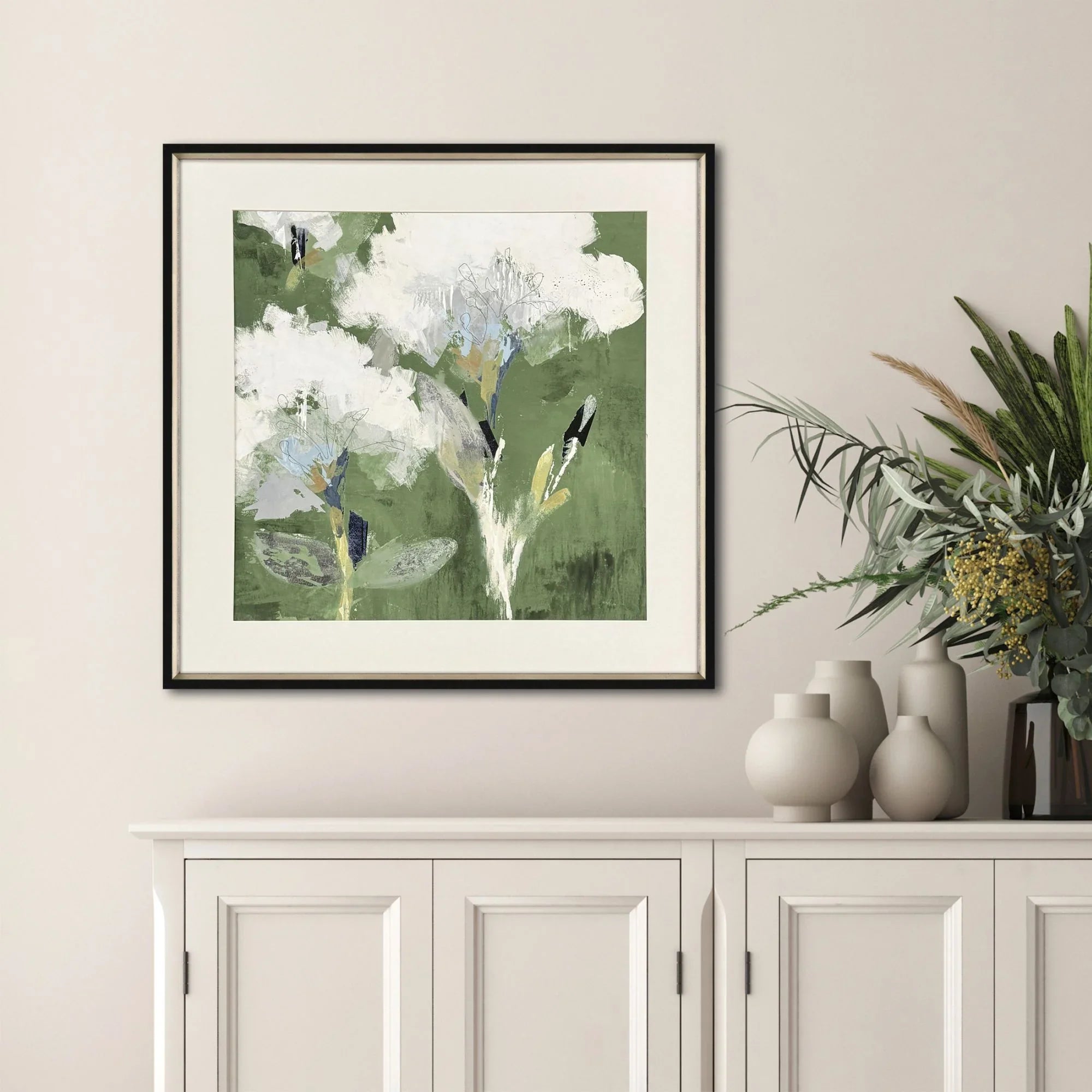 Starlight Wood Frame White Canvas Art