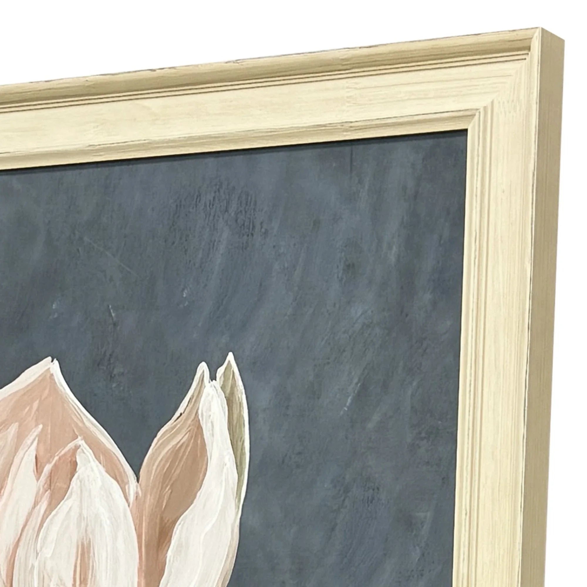 Pink Magnolia Flora Wood Frame Pink Canvas Art