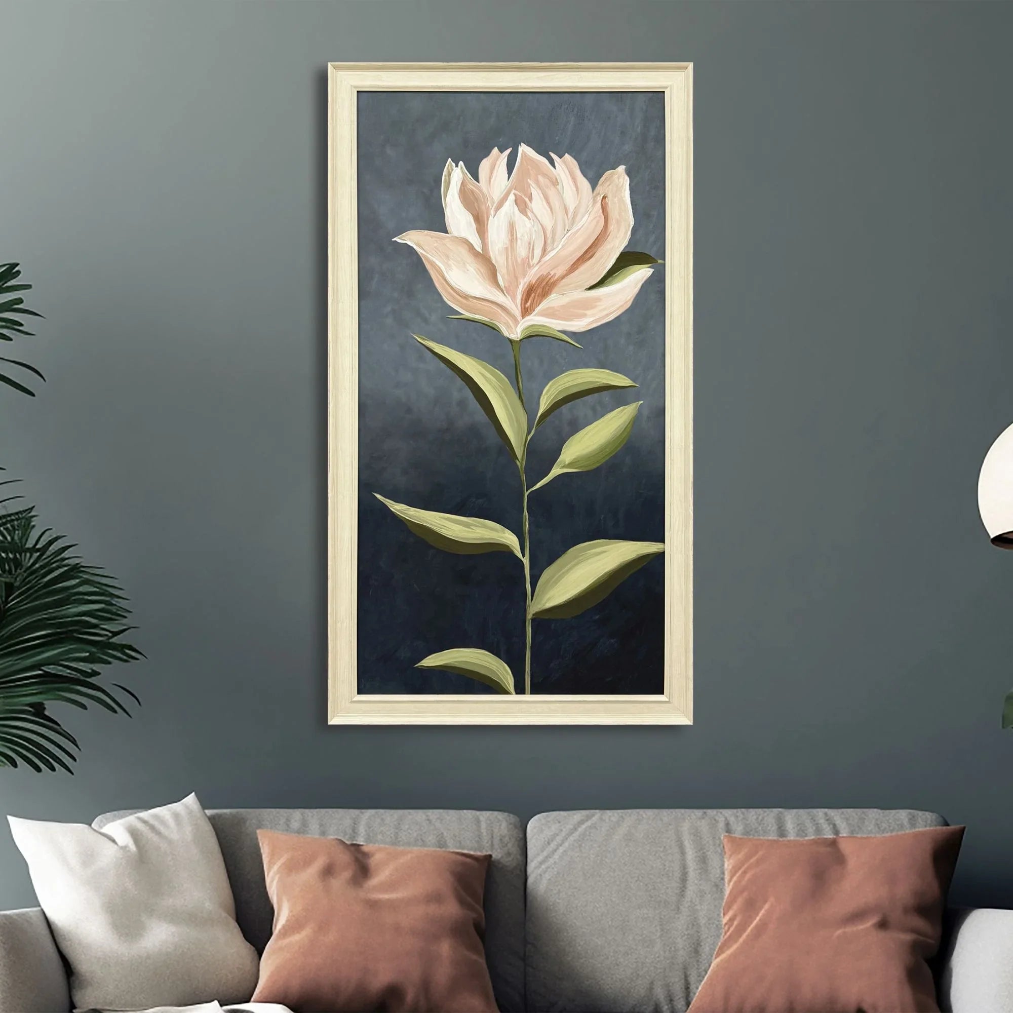 Pink Magnolia Flora Wood Frame Pink Canvas Art