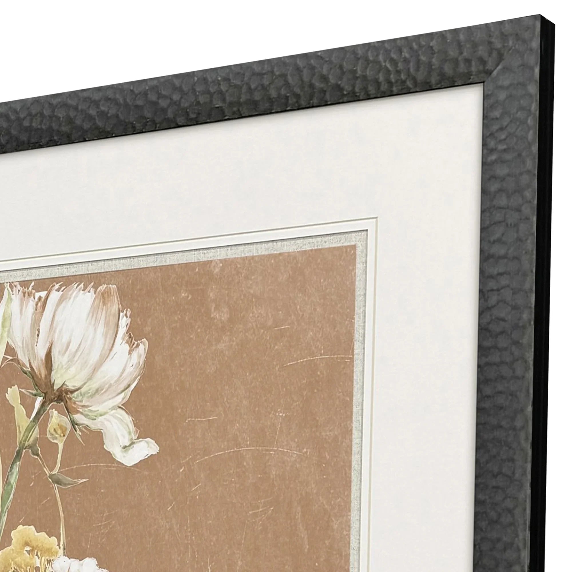 Wildflowers Wood Frame White Canvas Art