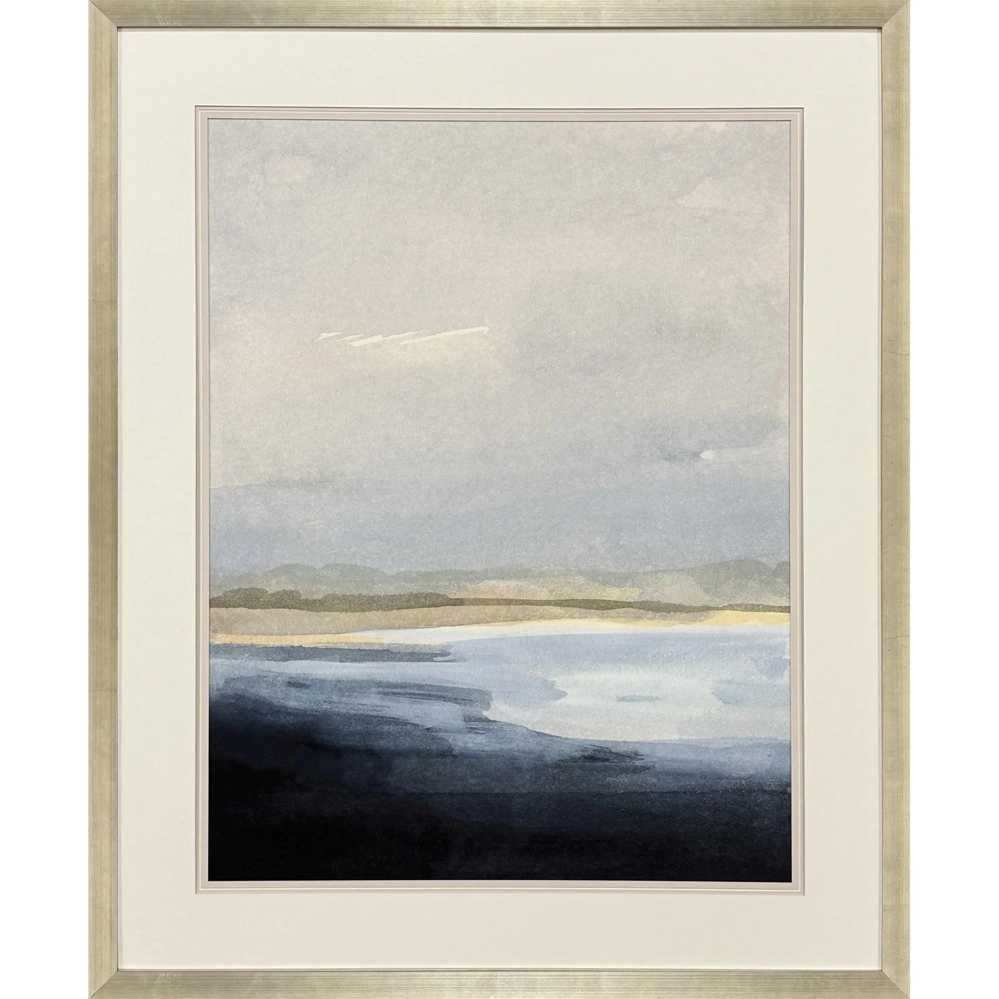 Misty I Wood Frame Blue Canvas Art