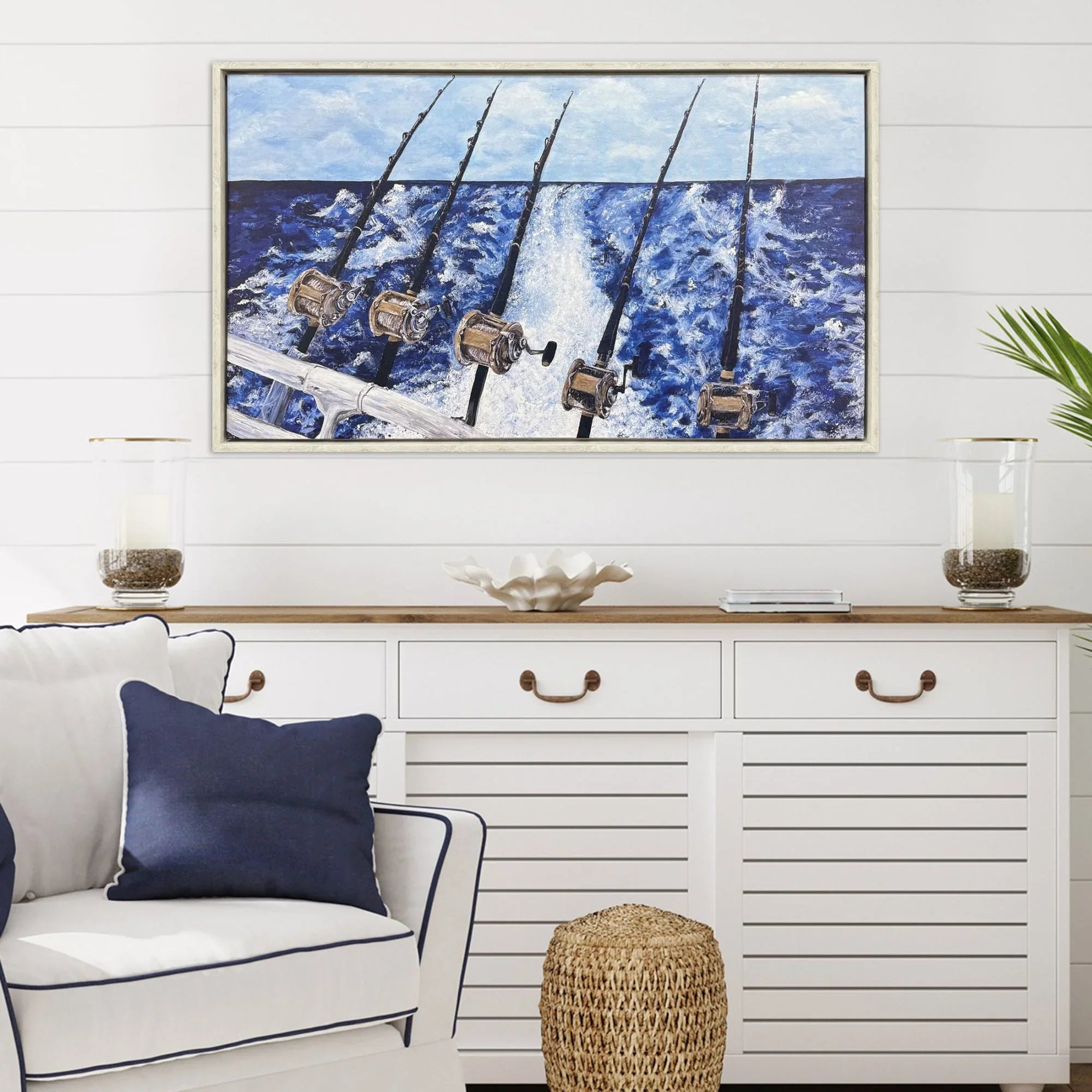 Offshore Reeling Blue Canvas Art