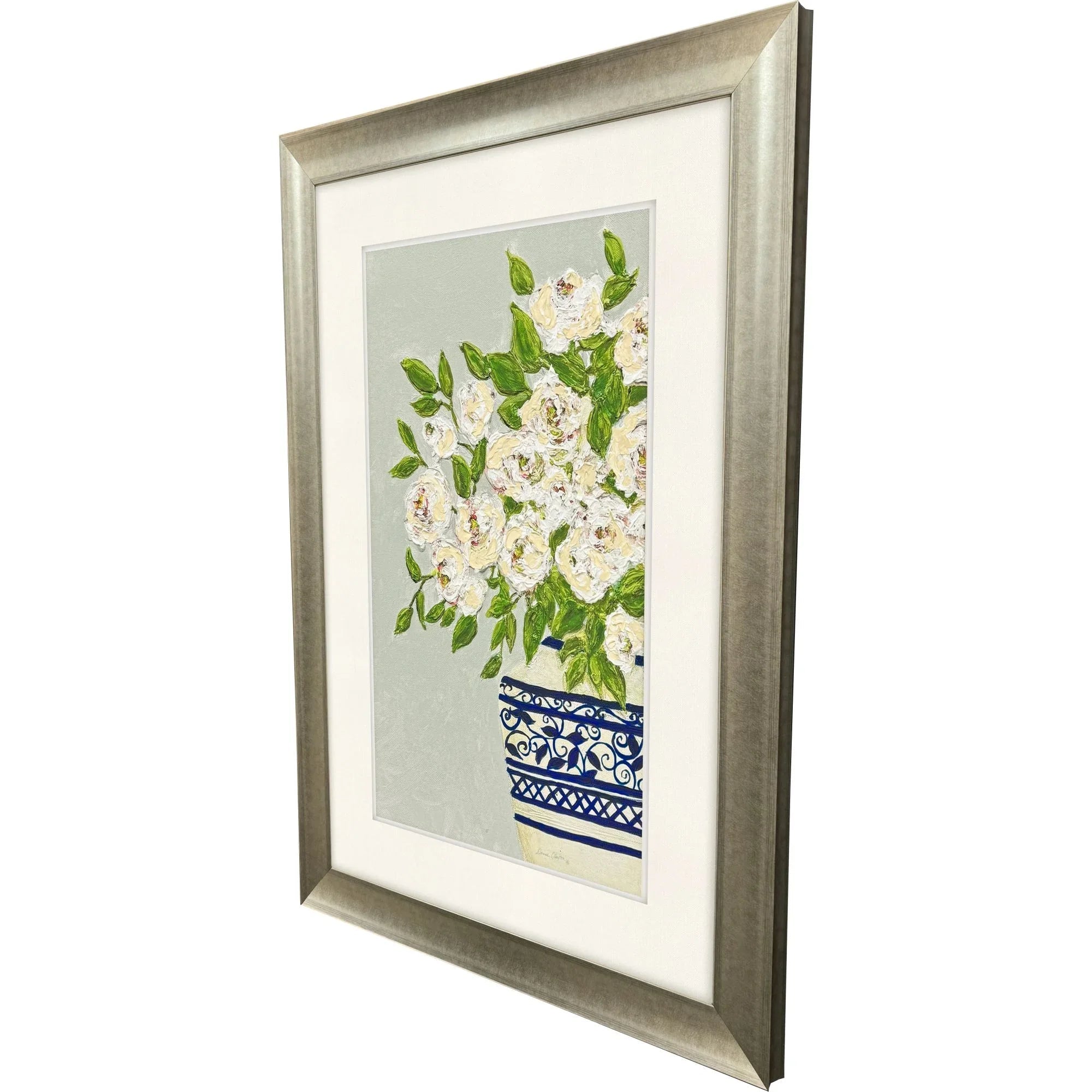 Floral Balance Blue Canvas Art