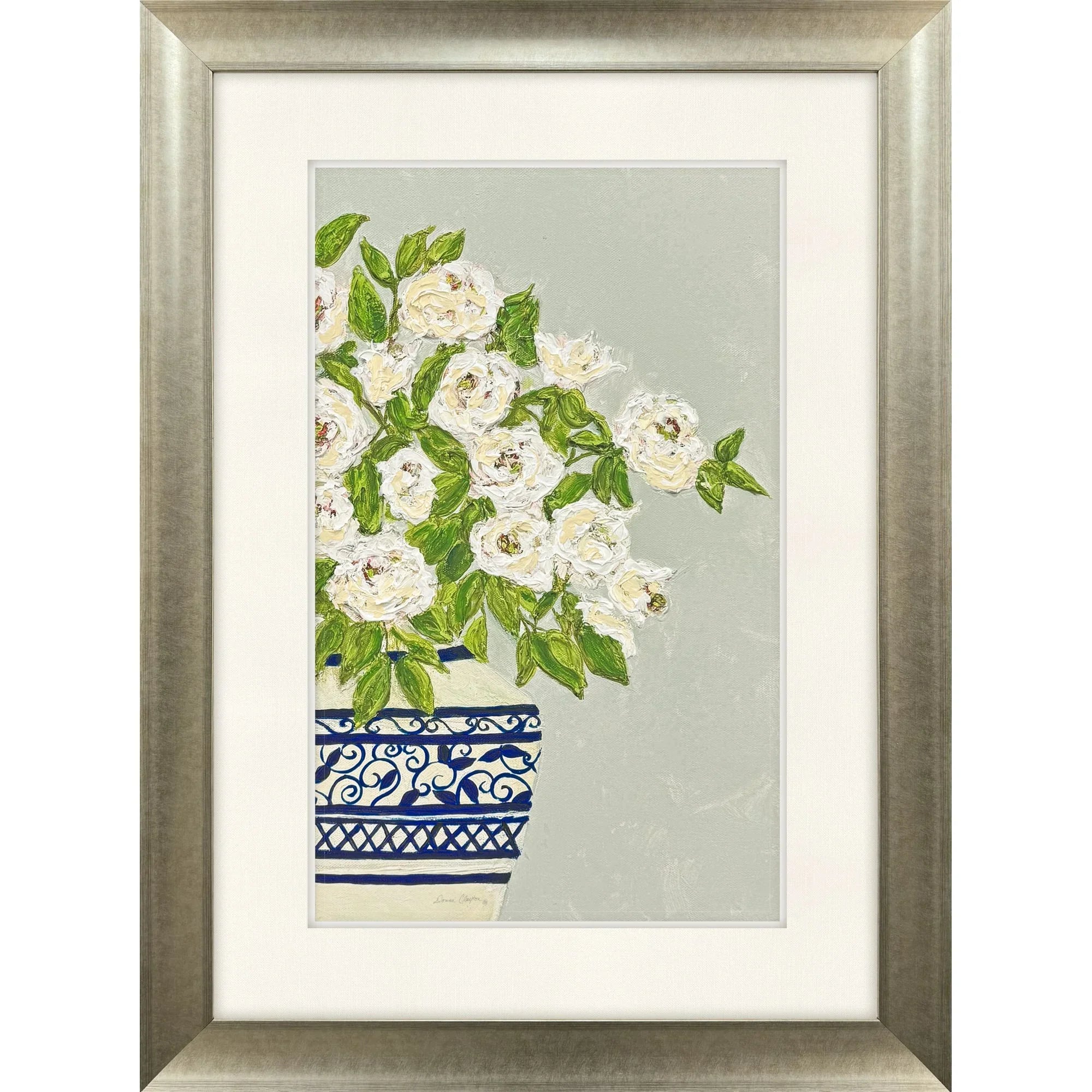 Floral Balance Blue Canvas Art