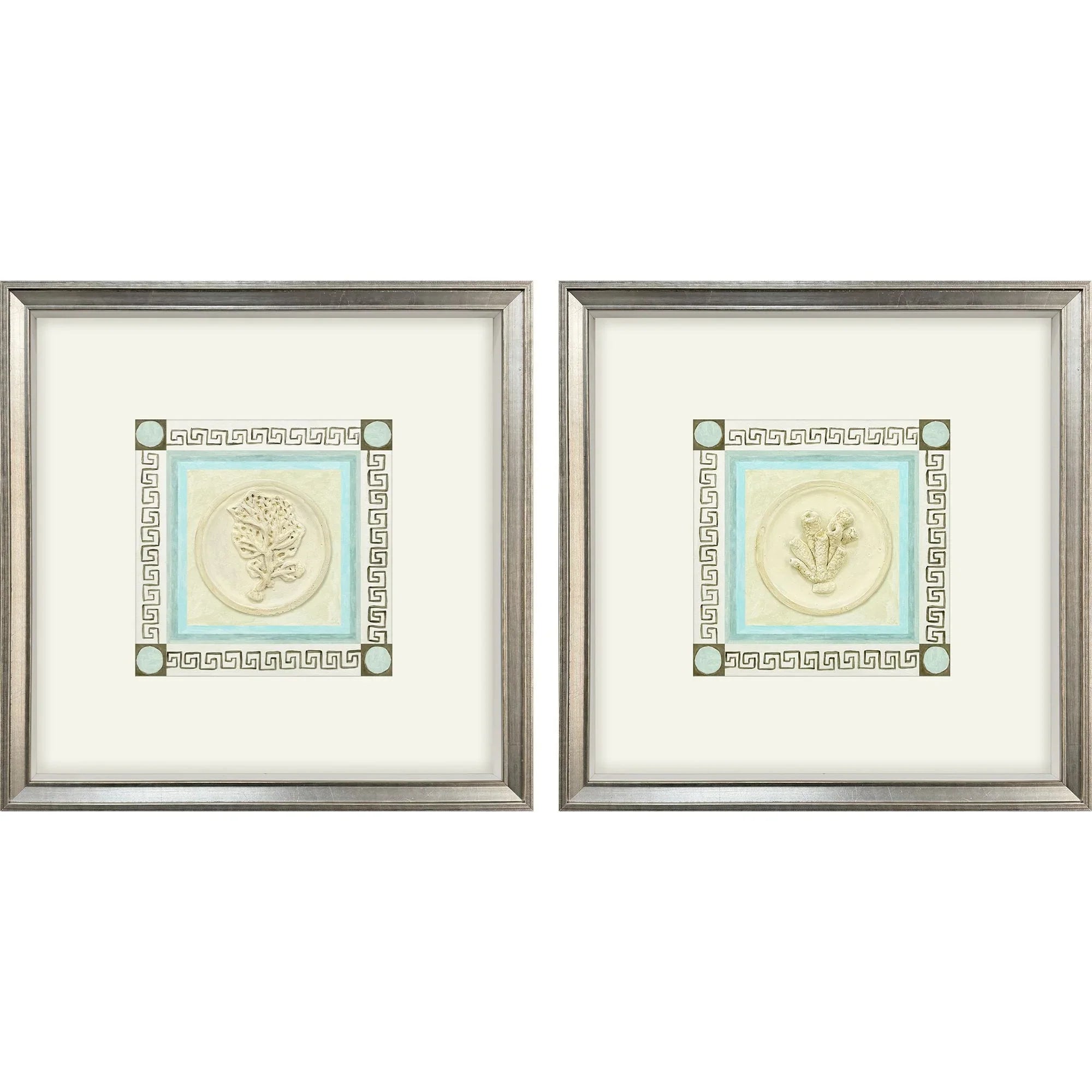 Coral Circles II Wood Frame Beige Canvas Art 2PC