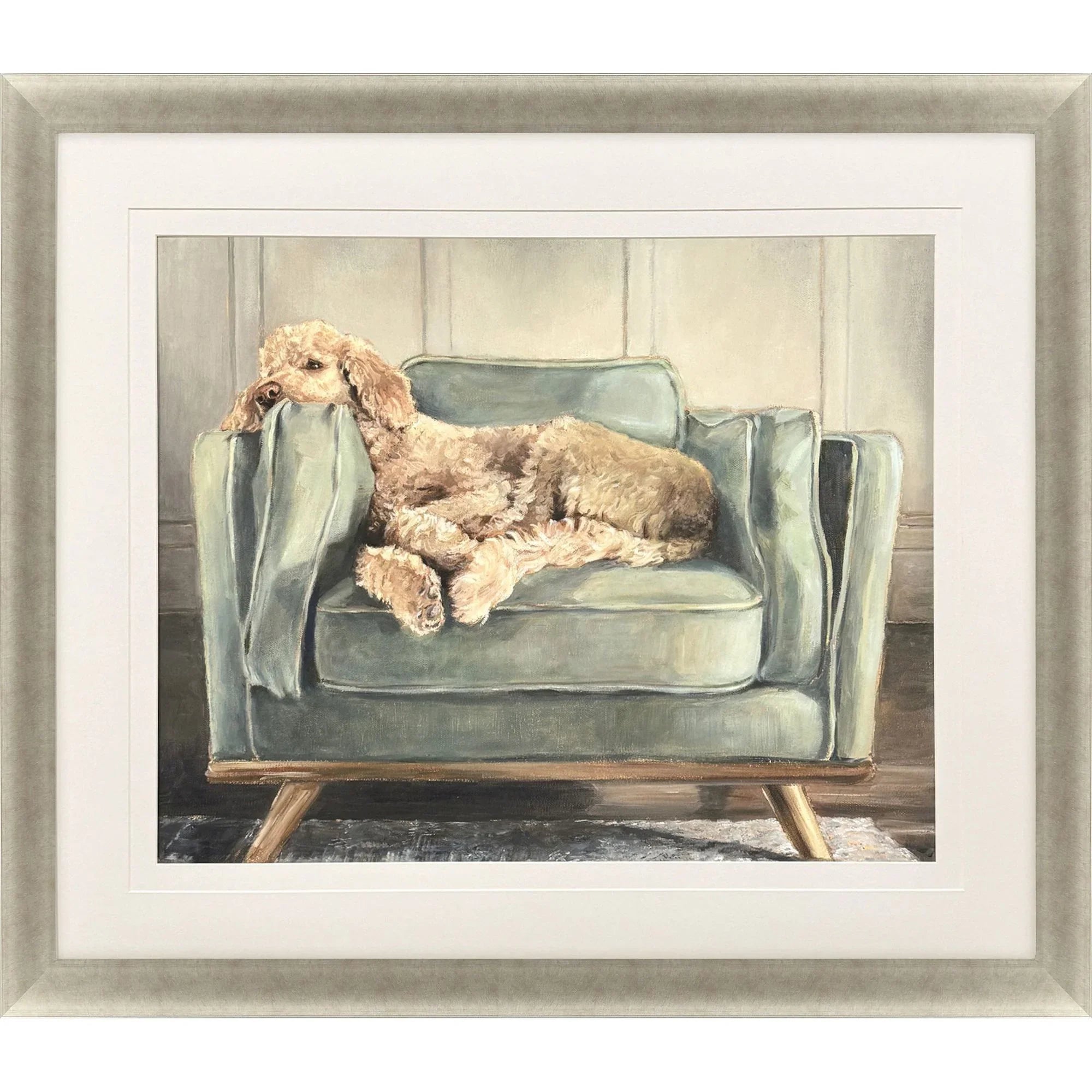Canine Portrait Green Canvas Art